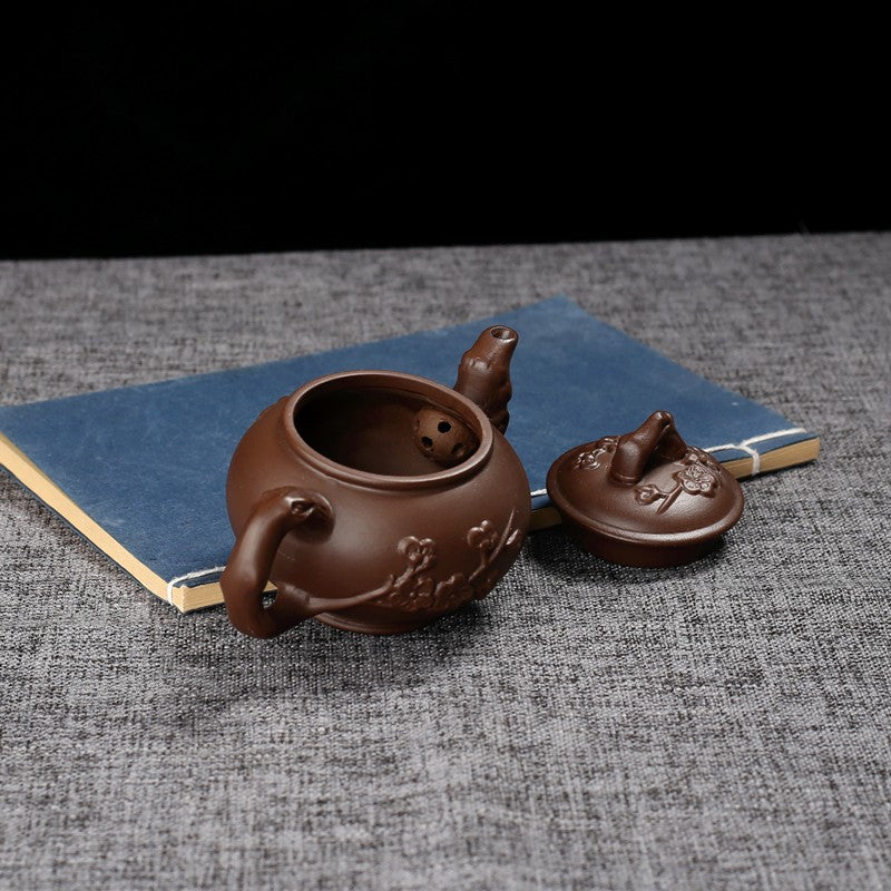 Chinese Yixing Zisha Clay Pottery Teapot Plum Blossom Design Clay Pot 150 Cc