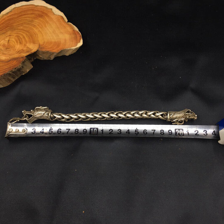 China Antique Collection of Old Tibet Dragon Head Bracelets Domineering