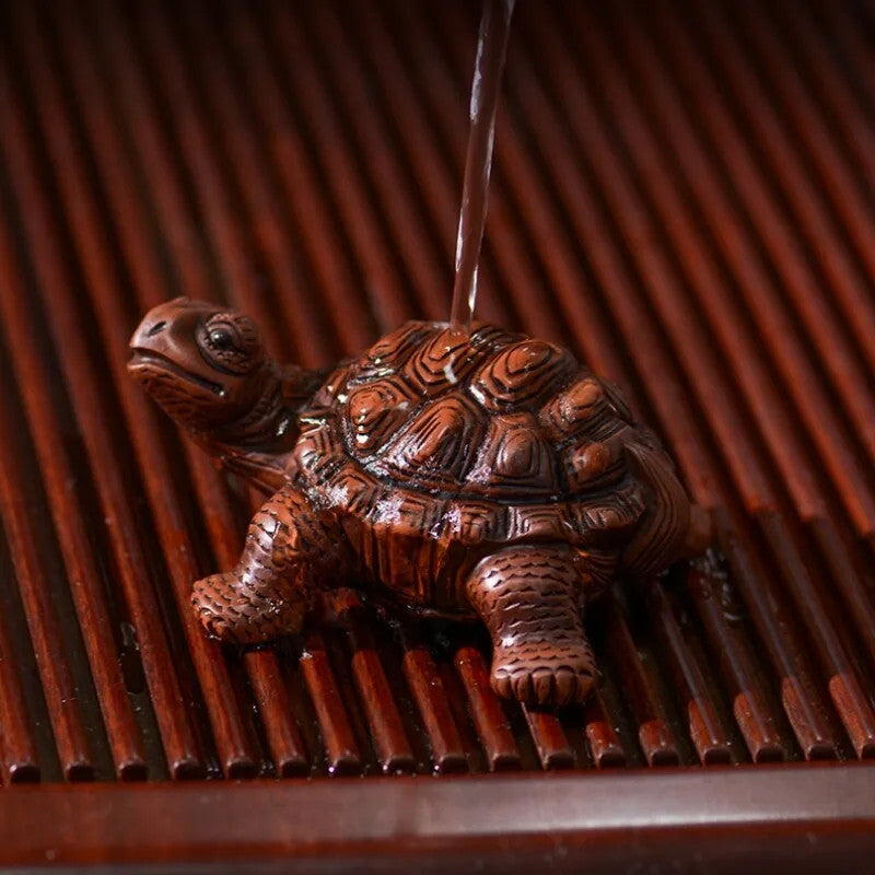 10cm Chinese Yixing Purple Clay Handmade Artware Turtle Mascot Tea Pet Decor