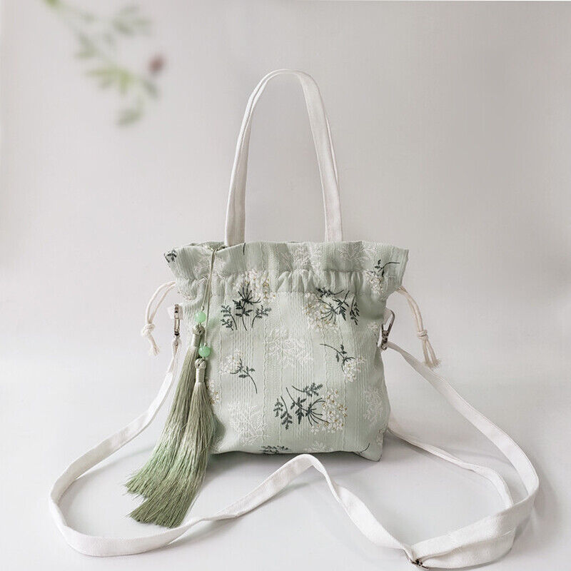 Chinese Bamboo Embroidery Purse Wallet Ancient Drawstring Bag Hanfu Handbag