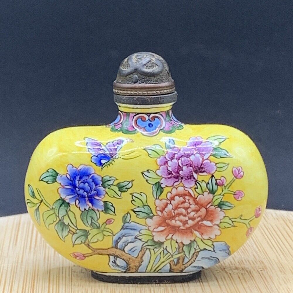 Old Beijing chinese cloisonne snuff bottle enamel Painted Bottles box gifts Qing