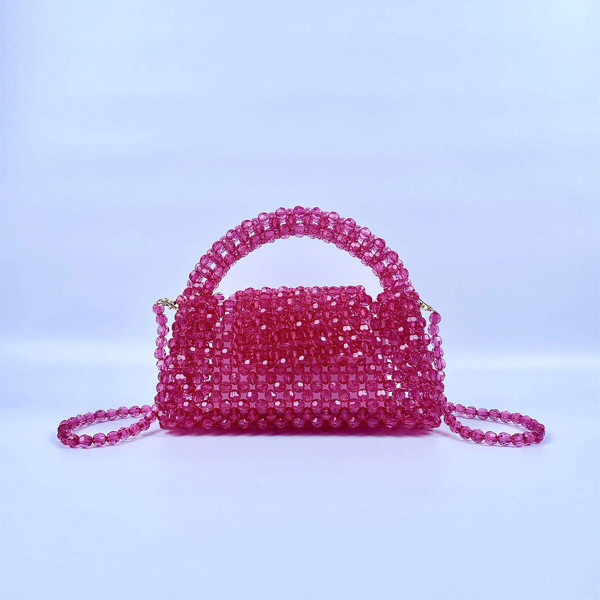 Beaded Knitted Pillow Type Handheld Crossbody Dual Purpose Acrylic Bag