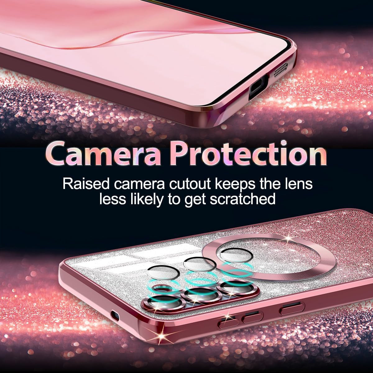for Galaxy S25 FE Case,Compatible with Magsafe,Clear Magnetic Glitter Gradient S