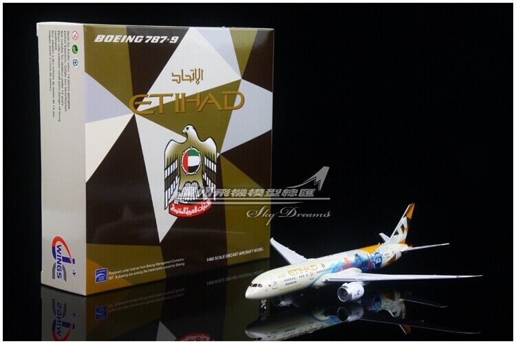 1:400 JC WINGS ETIHAD AIRWAYS BOEING 787-9 Passenger Aircraft Diecast Model