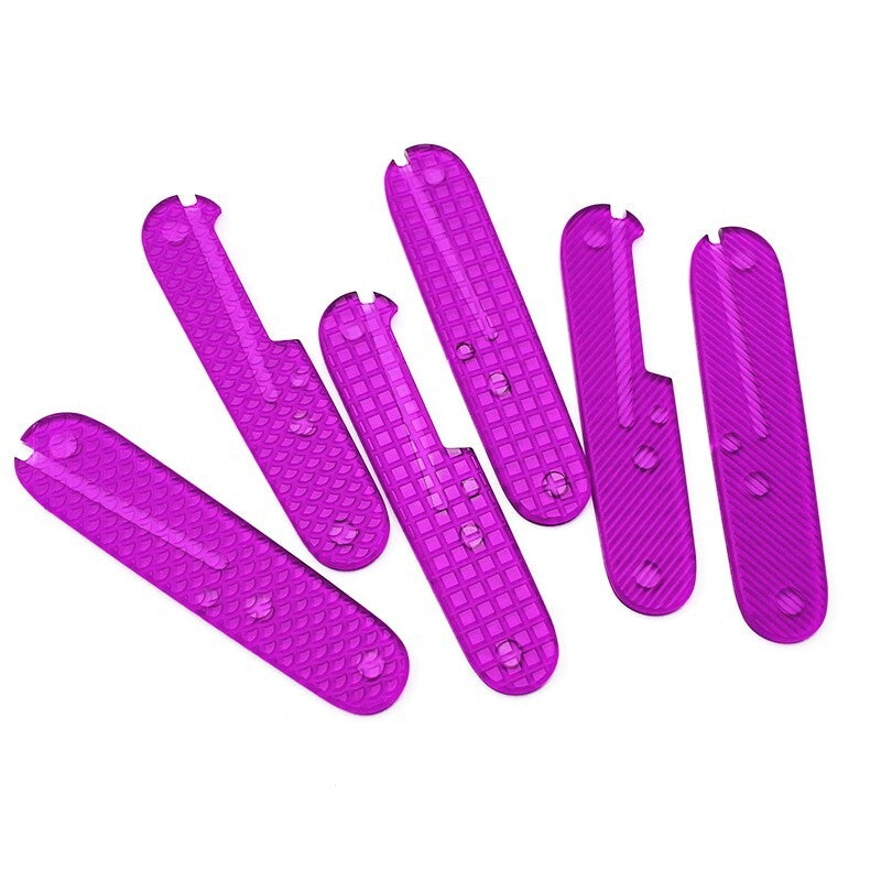 1 Pair Purple Transparent Acrylic Lattice Scales for 91mm Victorinox