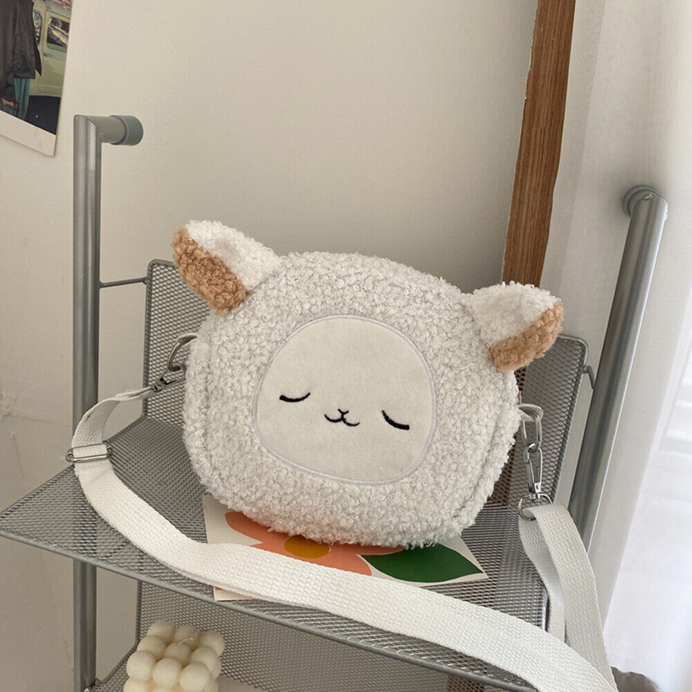 Lamb Wool Shoulder Bag Animals Small Phone Purse Bag Anime Sheep Handbag Furry