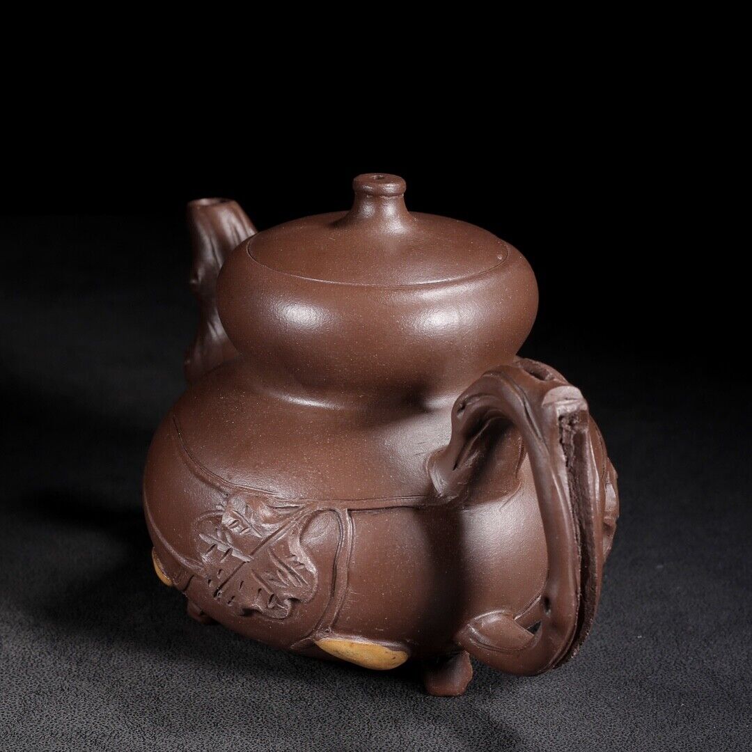 Vintage Chinese Yixing Purple Clay Teapot Zisha Ceremony Exquisite Gourd Teaware