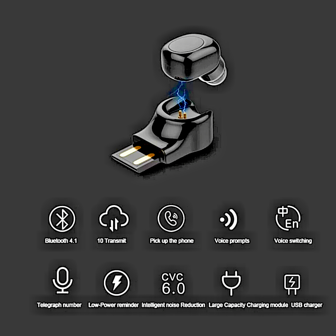 Invisible Bluetooth Headphones Single HD Wireless Earbuds for All Phones Tablet