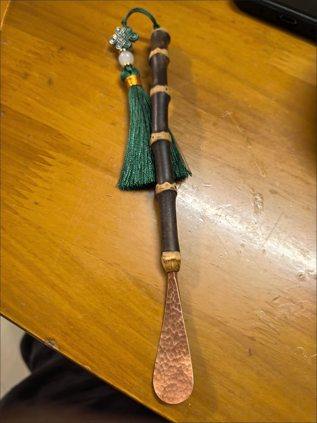 Original Purple Bamboo Root Copper Tea Spoon 19cm Handmade Vintage Tea Tool