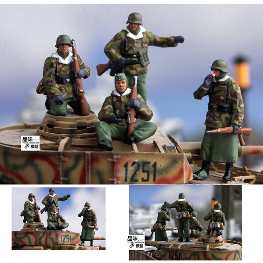 1/72 Homemade German Armored Tank Bombardier 4pcs Soldier Finished Colored Model