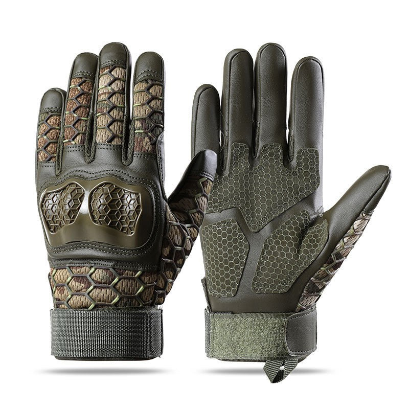 Tactical gloves with wear-resistant and anti slip hard shell for cycling