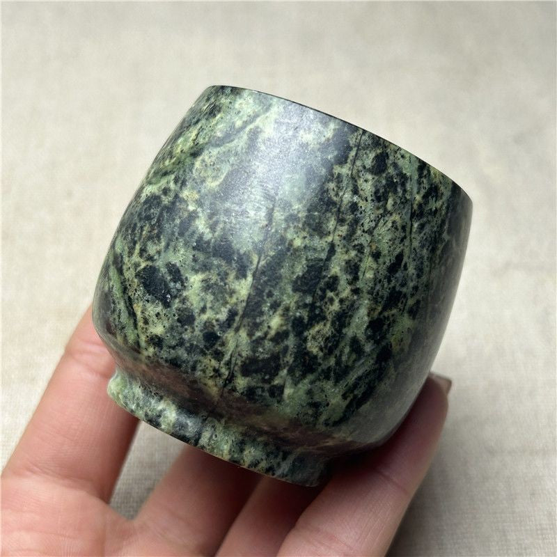 Natural Tibetan Medicinal Stone Jade Cup Strong Magnetic Handmade Drinking Cup