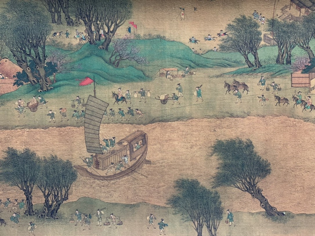 Vintage Antique Chinese Scroll Ming Qiu Ying Qingming Shanghe Tu Xuan Paper
