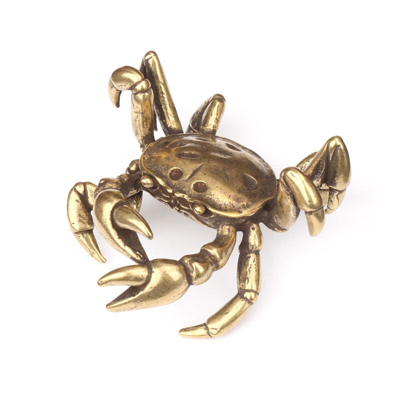 Collectibles Pure Brass Crab Antique Tea Pet Ornaments Crafts Desk Decoration