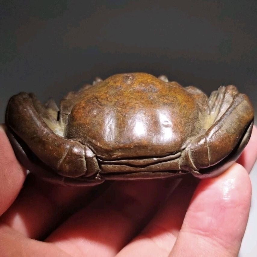 collection bronze hand carved wealth crab Figure statue netsuke tea pet Decor