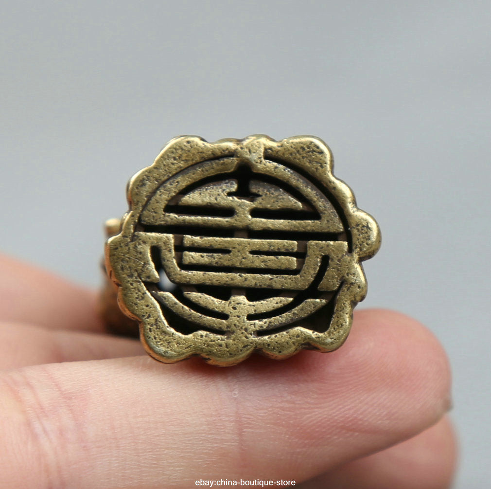 Small Curio Chinese Bronze Taoism 3 Longevity God Fu Lu Shou Life Wealth Statue