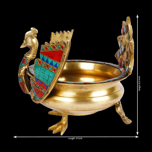 Brass Traditional Urli On Duck Shape Idol Figurine Home Decor Statue