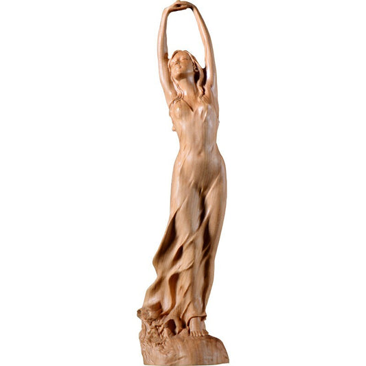 9" Cypress Wood Hand Carved Girl Statue Beauty Figurine Model Body Decor
