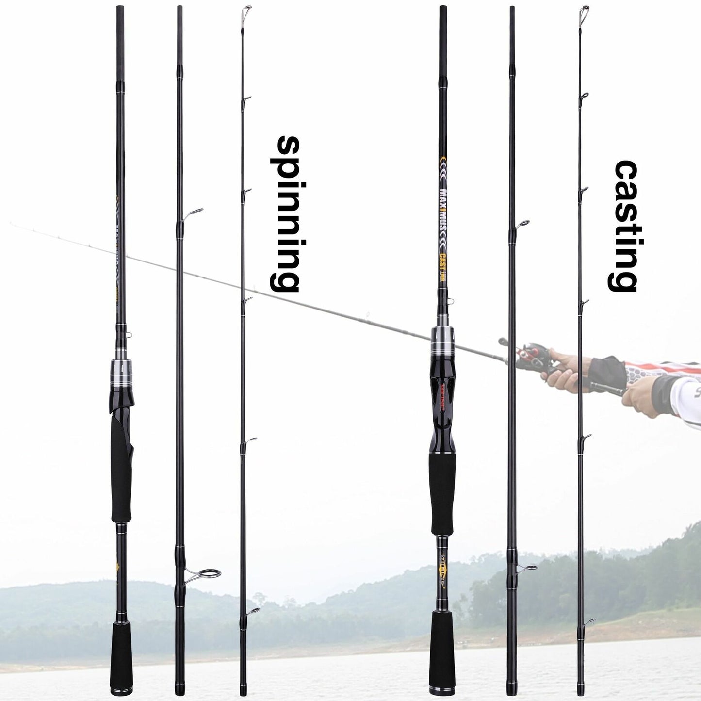 Lure Fishing Rod 1.8m 2.1m 2.4m 2.7m 3.0m30T Carbon Spinning Baitcasting Guide