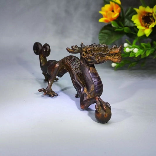 Rare Chinese Bronze Animal Statue dragon Tabletop Figurine Home Decor Gifts