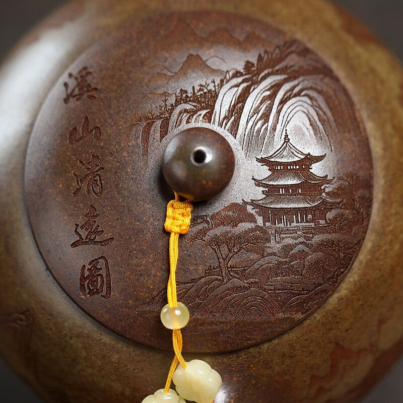 Xishi Pot Chinese Real Yixing Zisha Clay Tea Pot Handmade Chaishao Craft Craved