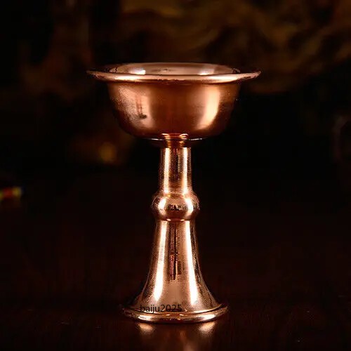 1PC Tibetan Buddhist Offering Water Bowl Divine Focus Ritual Vessel Red Copper
