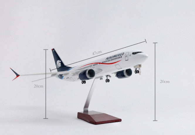 47CM 1:85 AEROMEXICO BOEING 737 MAX Passenger Airplane Landing gear Resin Model