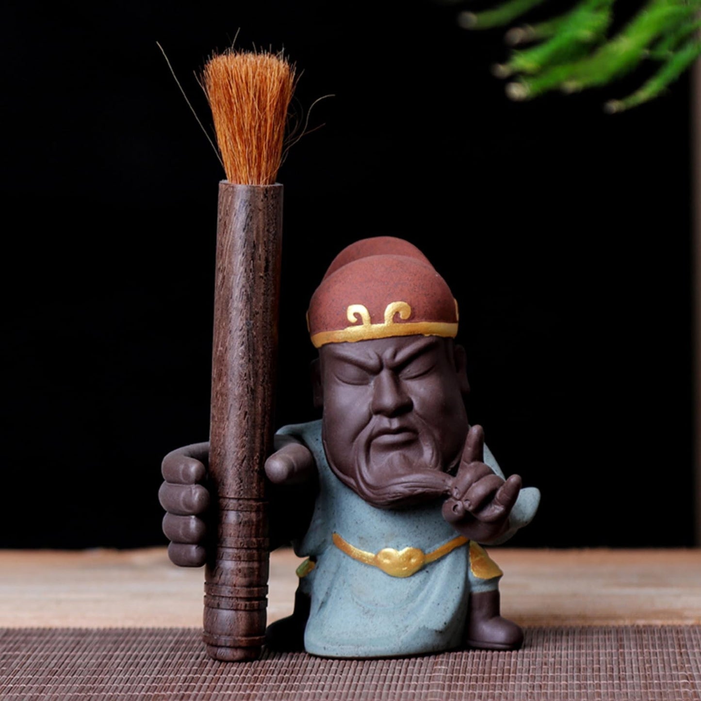 Guan Yu Purple Sands Tea Pet and Tea Washing Pen 11cm 4.4in Kung Fu Tea Ceremony