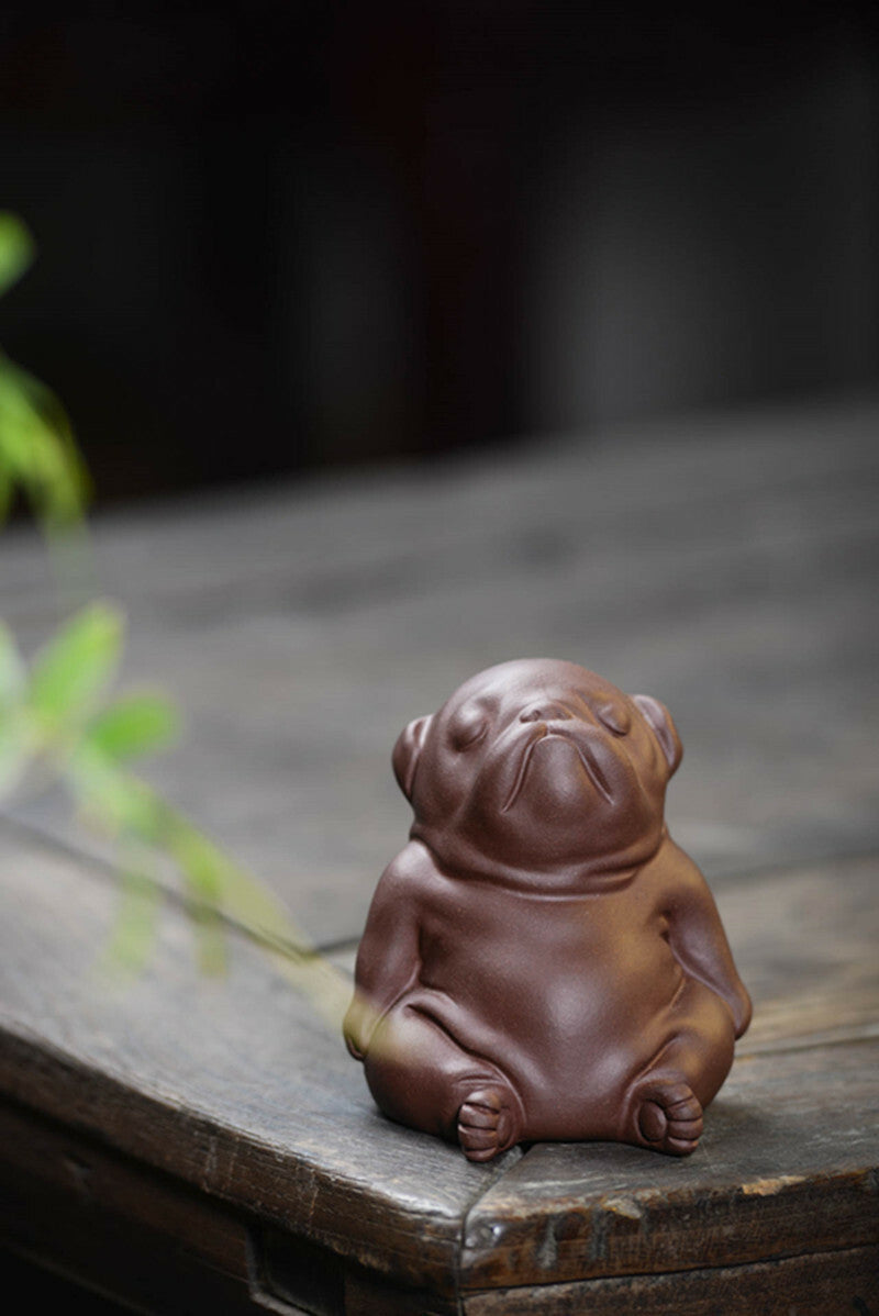 Chinese Yixing Zisha Pottery Lovable Animal Shar Pei Tea Pet Statues