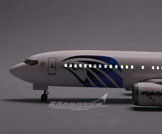 47CM 1:85 EGYPTAIR BOEING 737-800 Airplane Led Sound- controll Light Resin Model