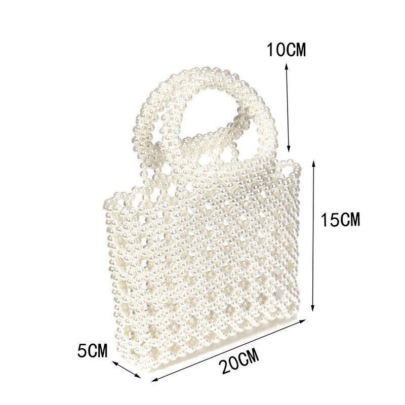 Handmade Pearl Bag Beaded Box Retro Acrylic Plastic Tote Bag Luxury Dinner Bag