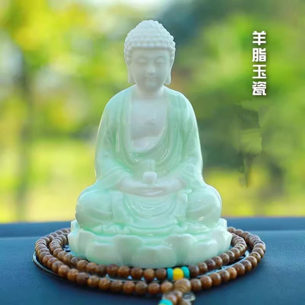 11.6cm Ceramic Car Mounted Tathagata Buddha Statue Car Mounted Accessories
