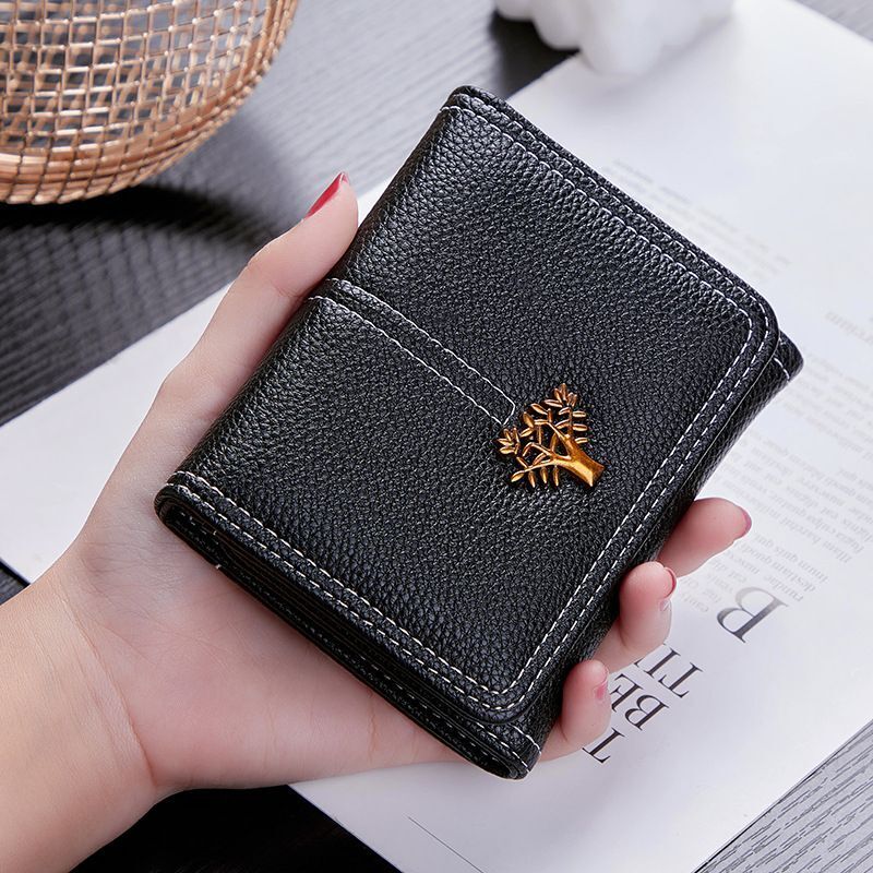 Short Thin Section Tri-fold Money Clip Small Wallet Coin Purse Linen Cotton 1 PC
