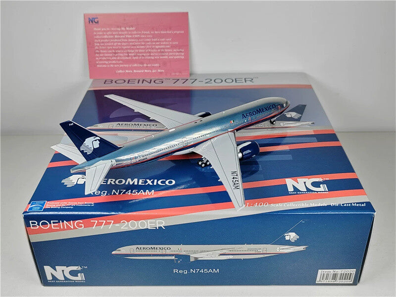 NG Model AEROMEXICO for Boeing B777-200ER N745AM Polishing 1:400 plane Pre-built