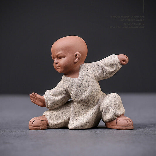 Yixing Zisha Tea Pet Taiji Statue Kungfu Boy Purple Clay Tea Play Ornament New