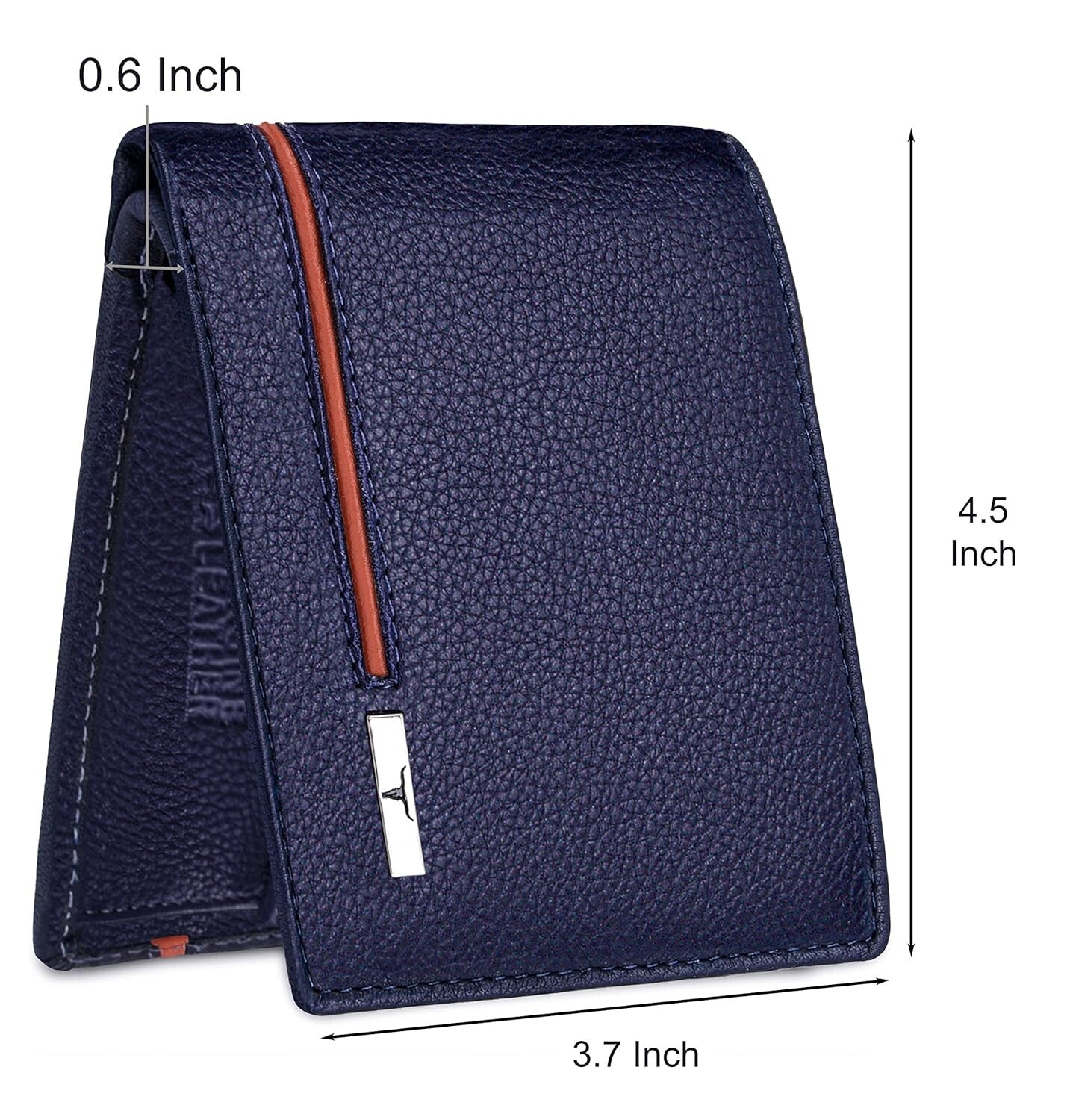 New Blue/Orange Bi-Fold Leather Men's Wallet RFID Protection Gift Item