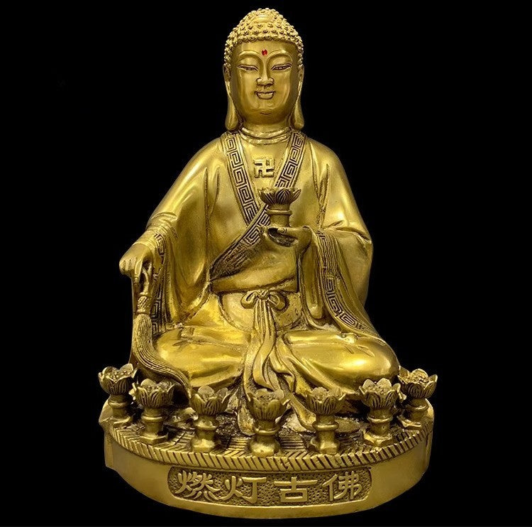 Brass Burning Lamp Ancient Buddha Statue Buddhist Temple Statue Home Design