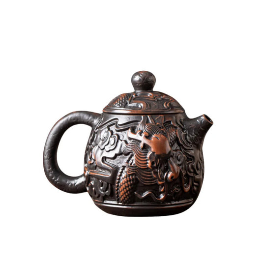 Purple Pottery Teapot Carve Teapot Single Teapot Tea Making Device Tea Sets