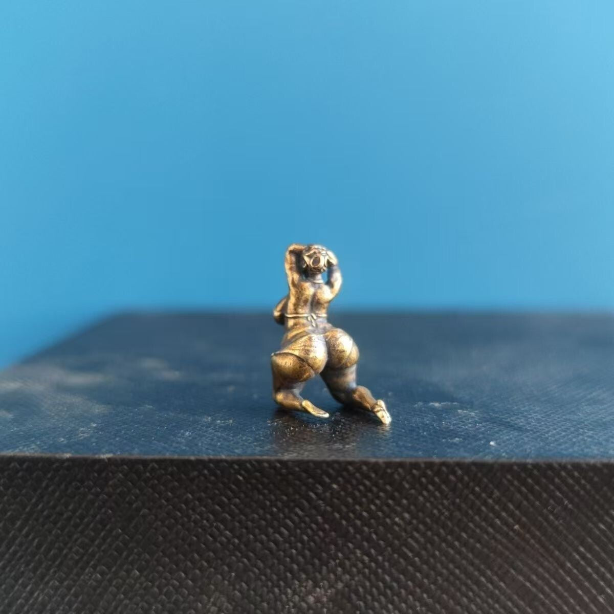 Brass Voluptuous Bikini Character Model Obese Girl Kneeling Figurine
