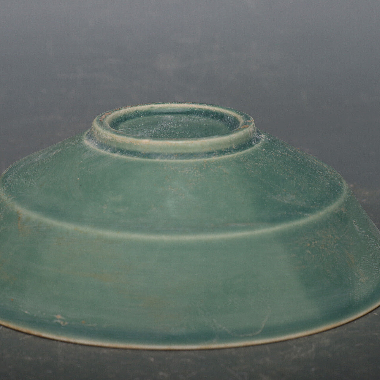 4.9" China Ding Kiln Porcelain Emerald Green Glaze Carve Mandarin Duck Bowl
