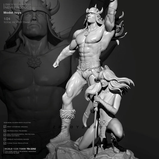 1/24 resin figure model Powerful Swordsman Male and Female Unassembled Unpainted
