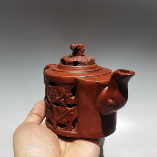 Chinese Yixing Zisha Clay Handmade Exquisite Kung Fu Tea Set Teapot 品名镂空壶 底款:时大彬