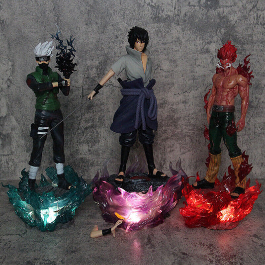 Anime Naruto Figure set Sasuke Kakashi Might Guy PVC Action Figure Statue Model