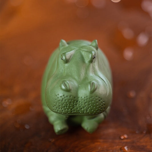 Hippo Statue Small Size Yixing Zisha Tea Pet Table Decoration Handmade Artware