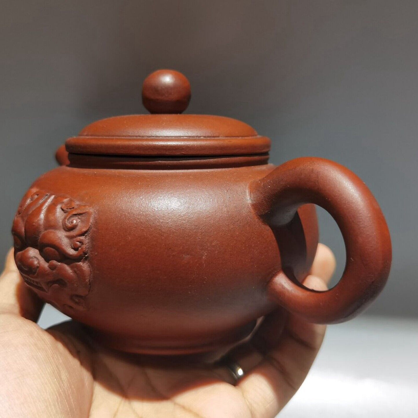 vintage chinese yixing purple clay teapot zisha ceremony carving collectible art