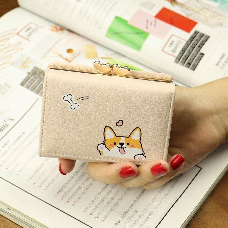 Women Wallet Small Cute Bag Short Leather Purse Clutch Polyester 3*8.5*10.5 CM