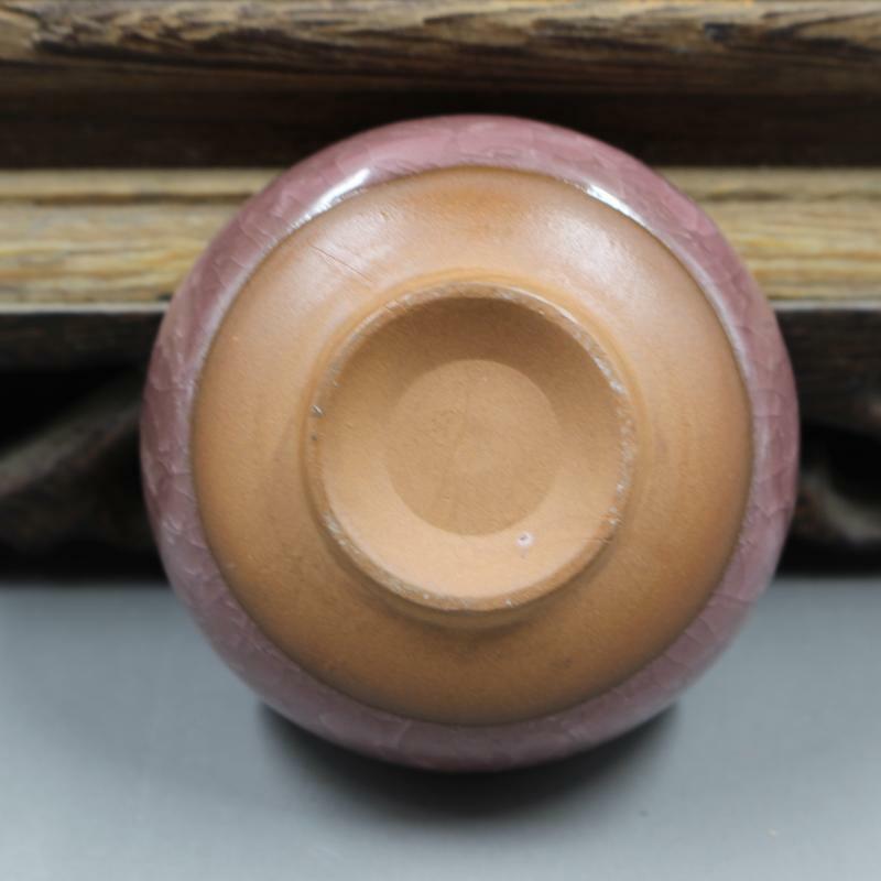2.24" Chinese Crackles Porcelain Song Guan Kiln Purple Glaze Teacup Cup Collect