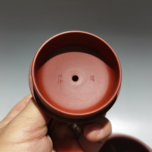 5.5"Collect Chinese Yixing Zisha Pottery Clovershrub Clay 220CC Jade Milk Teapot