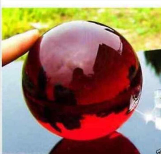 40mm + Stand Asian Rare glass red Magic Crystal Healing Ball Sphere