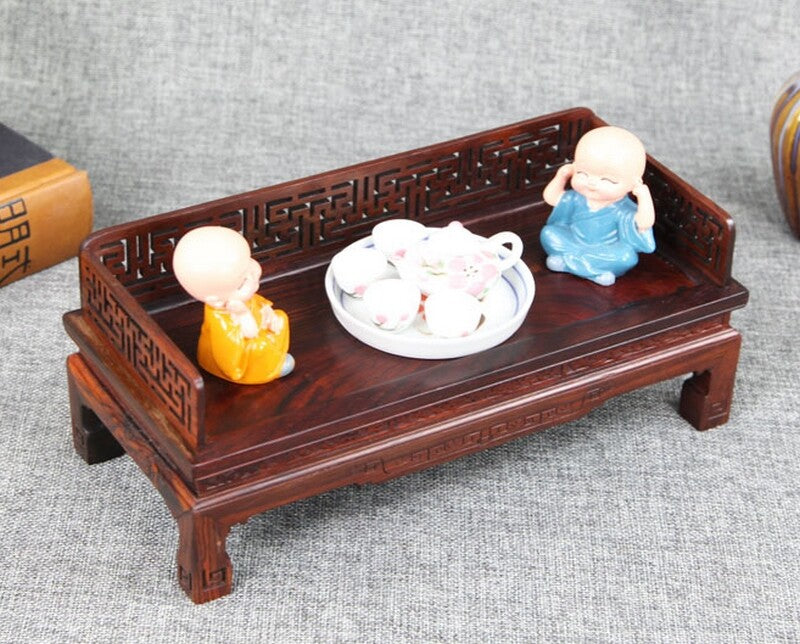 Rosewood Carved Rack Buddha Statue Craft Collection Display Wooden Base Holder